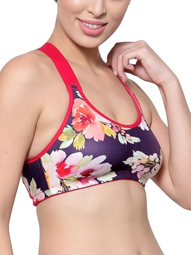 Image of Inner Sense Sports Bra for Women Made with Organic Cotton and Bamboo I Adjustable Padded Bra for Women with Cross Back Strap I Wire Free Medium Impact Innerwear