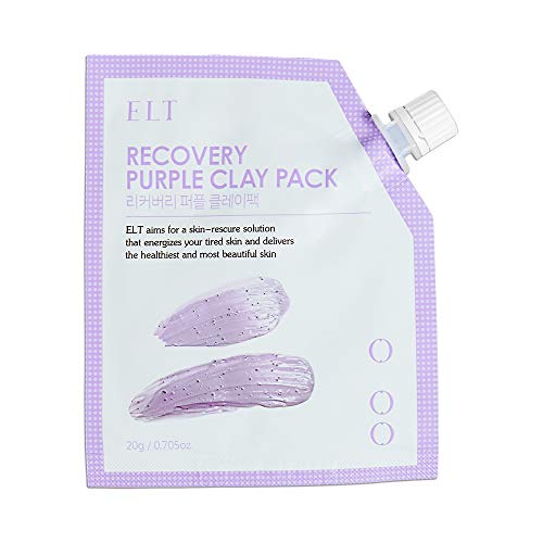 Clay Face Mask, ELT Recovery Purple Clay Pack Antioxidant Mask Clay Mask for Moisturising Refreshing Restoring Skin Natural Ingredients Superfoods Formula - 0.7 oz x 5 pcs