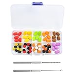 50 Stück Fischköder 8 mm Zig Rig Schaum Zylinder Karpfen Angeln Köder Schaum Boilie Pop Ups Haken Braun Rot Terminal Tackle Gear Boot Zubehör 10 Farben & 2 Bohrnadel