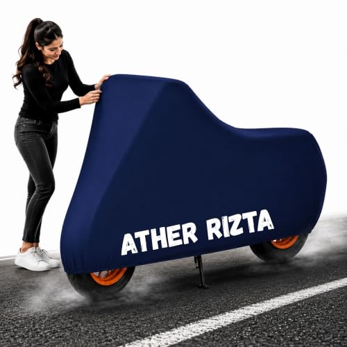 Image of Powerfull Scooty Body Cover for Ather Rizta Dustproof Scratchproof - 100% Waterproof Ather Rizta Cover for Two Wheeler, Outdoor Full Motorcycle Cover with UV, Duty, Rain Protection - Blue