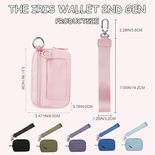 The Iris' Wallet 2nd Gen,Iris Pouch Wristlet,Zippered Card Case With Id Window/Hand strap，Women's Wristlet Handbags,3