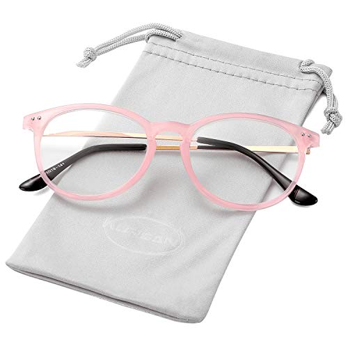Image of Kursan Non Prescription Clear Lens Fake Glasses for Women Men Retro Round Plastic Frame Eyeglasses