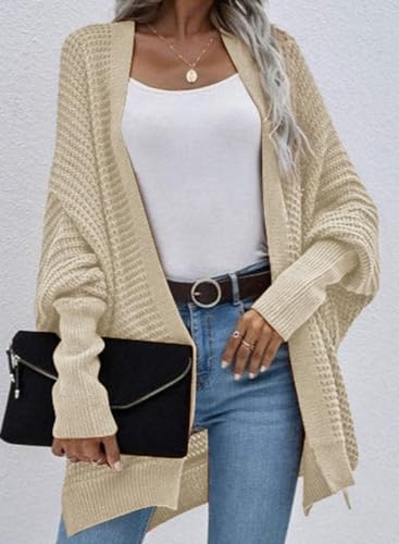 Image of Dokotoo Women's 2026 Fashion Casual Oversized Open Front Batwing Long Sleeve Chunky Knit Cardigans Sweaters Outerwear Coats
