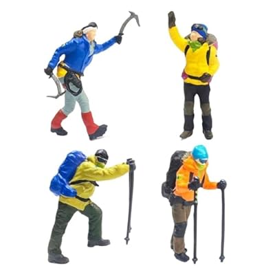 Figuras de personas escaladoras 1:87 - Figuras de explorador de montañismo (4 piezas) para proyectos de bricolaje y decoración de diseño de diorama | Ya disponible en tu tienda friki favorita! En mundofriki.es!