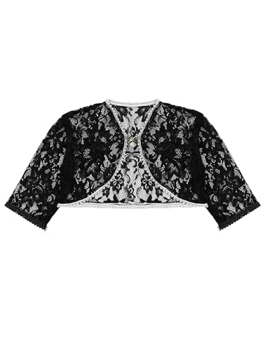 CHICTRY Girls Bolero Shrug Lace Knitted Cardigan Kid Long Sleeve Cover up for Wedding Birthday Party3
