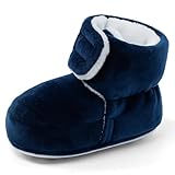  MASOCIO Bottes Bebe Garcon Fille Hiver Chaussure Premiers Pas Bebe Bottines Bottes de Neige Bébé Souple Chaud Taille 20 12-18 Mois Bleu Marin