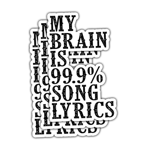 3 Pcs My Brain Is 99.9 Percent Song Lyrics Sticker