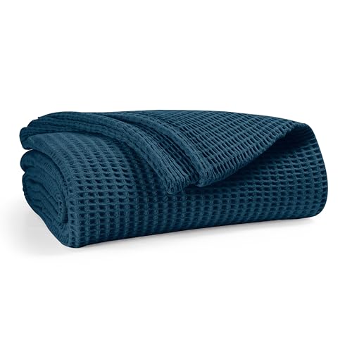Image of 100% Combed Cotton Waffle Blanket for Bed,Sofa,Couch,| Teal |King -90X102 INCHES -Lightweight and Breathable Soft Woven AC Blankets,Throw for Summer, Spring, Winter, All Season