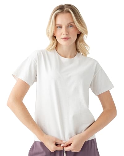 Cozy Earth - Womens All Day Tee - 100% Cotton T-Shirt - Relaxed Fit - Soft & Breathable Medium White