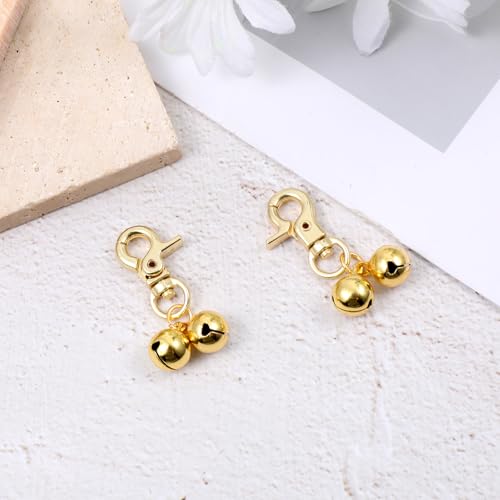 Axafazup 2 Pcs Cat Bell for Pet Collar, Mini Dog Collar Bells, Pet Pendant Accessories with Heavy Duty Snap Clips, Training Collars Charms for Dogs and Cats, Pets Gift, DIY Jewelry (Gold) - Thumbnail 7