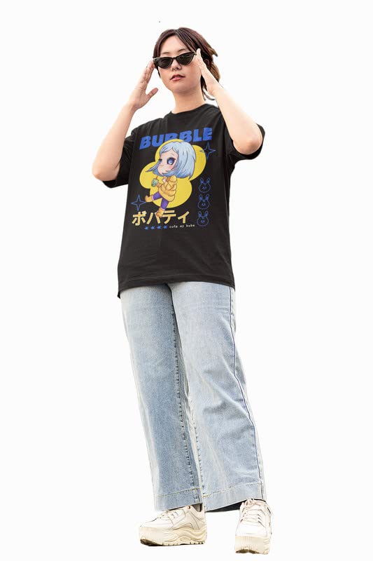 New North Bubble Black Oversized T-Shirt for Women New North Bubble Black Oversized T-Shirt for Women