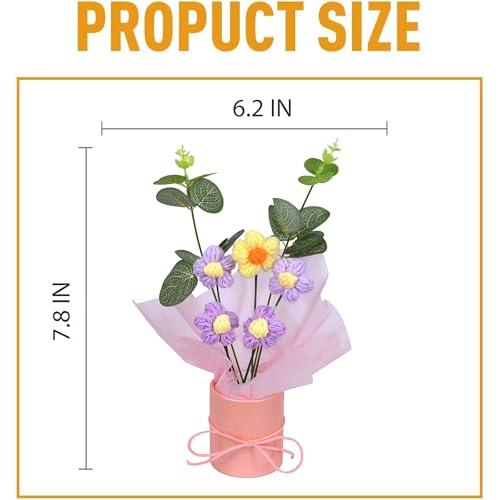 Image of Cortina 1pcs Artificial Crochet Flower Bouquet /Artificial Flowers Bunch /Crochet Flowers Bouquet /Crochet Flowers /Flowers Bouquet Gift for Girls Home Decor,Gifting,etc. (Puple)