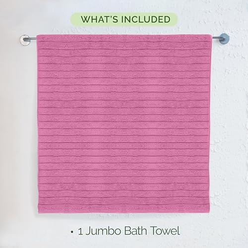 Image of Elegant Comfort 100% Turkish Cotton Corduroy Ribbed Luxury Jumbo Bath Towel Ultra Soft - 35 x 70 Inch - Luxury Spa Premium Hotel Quality Highly Absorbent and Quick Dry Large Bath Towel, Light Pink