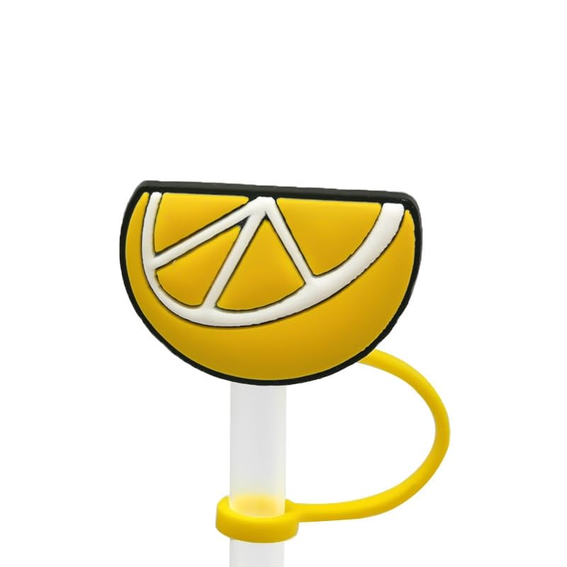 Yellow Lemon Straw Cap, 8mm, Cute Silicone Straw Covers Cap for Stanley Cup, Dust-Proof Drinking Straw Reusable Straw Tips Lids Drinking Straw Dispensers (HD579)
