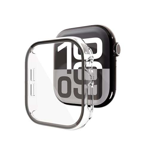 DULIPING 2 Pack Case for Apple Watch Series 11/10 42mm with Built-in Tempered Glass Screen Protector, Overall Full Protective Bumper PC Cover for Apple Watch 11/10 (Clear, 42mm)