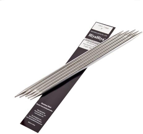 HiyaHiya Set of 5 Stainless Steel Double Pointed Needles 6"/15cm x 3.50mm, Metal, 3.5