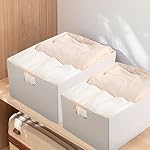 Fabric Storage Box, 13x9in Foldable Cotton Linen Basket with Wooden Handle - Image 6