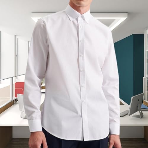 Men's Loose Long Sleeve Shirts 4 Way Stretch Casual Dress Shirts with Standard Collar Button Down Shirts - Image 3
