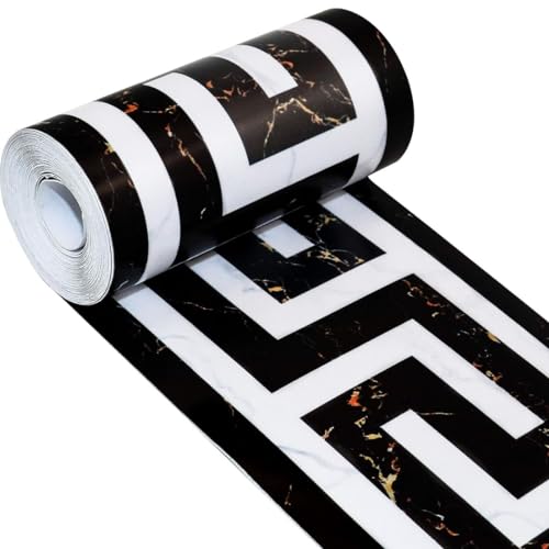 Gkkbuff G0060-BLACK GOLD A Modern Geometric Wall Covering Pvc Wallpaper Border Borders Stickers Border Decortaive Tile Stickers Kitchen Cabinet Toilet Border cover