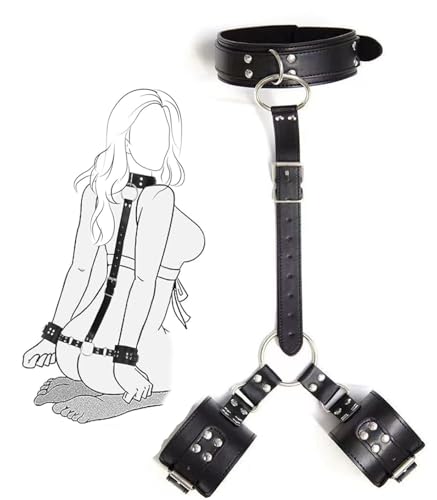 Bed Bondaged Restraints Sex Kit for Couples Leather Black Bed Women Sex Tied Down Straps Spreader Bars Adult Play Purple Ankles and Wrists Sex Handcuffs Bedroom Toys Sweater