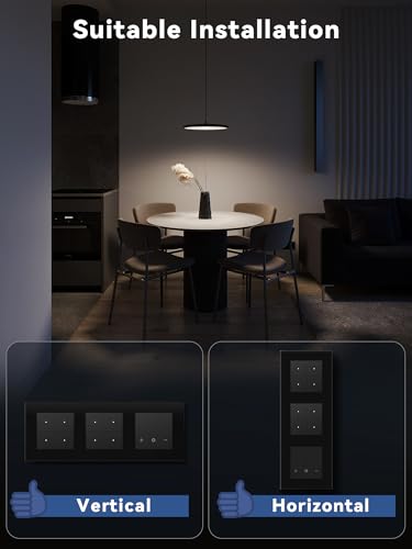BSEED Doppel Smart Lichtschalter mit WIFI Dimmer Schalter,LED Dimmschalter Unterputz,Kompatibel mit Alexa&Google Home,Smart Zeitpl&auml;ne,4 Fach 1 Weg Wlan Wandschalter Schwarz(Neutralleiter Erforderlich)