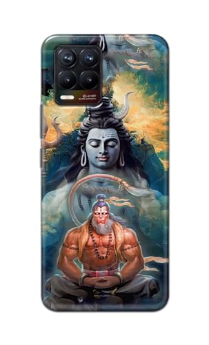 Image of Plastic Printfidaa Printed Hard Back Cover Case For Realme 8 4G | Realme 8 Pro 4G Back Cover (Lord Shiva And Hanuma) -112,Multi