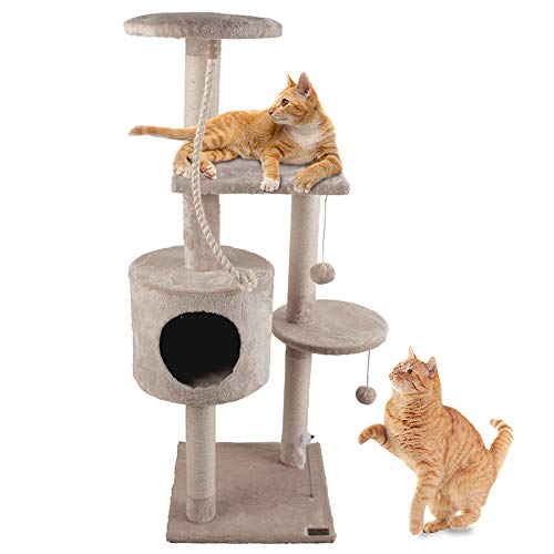 Cloe E Cluzo Three Tiered Cat Tree with House Scratching Posts and Play Toys