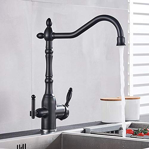 Robinet d'eau potable et légumes direct mitigeur de cuisine 3 voies noir