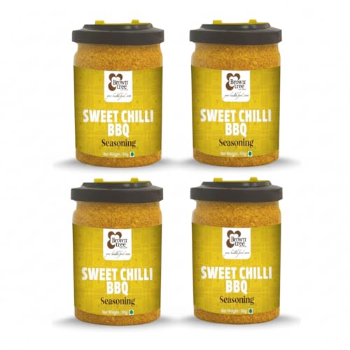 Image of Browntree Popcorn Seasoning-Sweet Chilli BBQ-200g (Pack Of 4) |Each Pack 50g | Popcorn Seasoning Combo | Zero added Colours