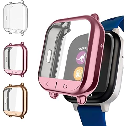 Screen Protector Compatible with Gizmo Watch (Not for Gizmo Watch 2), GEORDGY 3 Packs Ultra-Thin TPU Plated Case All-Around Protective Cover Scratch Resistant Bumper Shell for Verizon Gizmo Watch 1 Cover