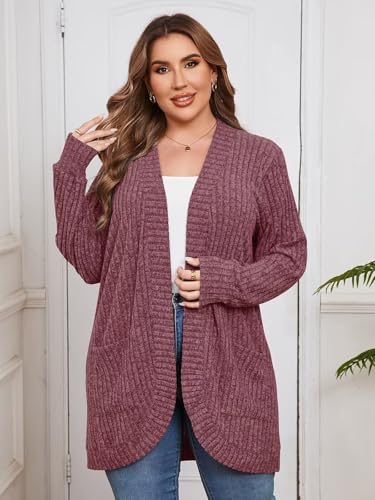 Image of BELAROI Women Plus Size Cardigan Sweater Fall Outfit