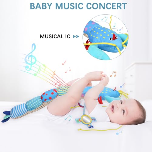 Baby Toys Musical Stuffed Animal Plush for 0-3-6-12 Months, Soft Tummy Time Toys with Rattles and Crinkle, Infant Newborn Sensory Toys Gifts for 6-12 Months Baby Boys (Lobster, Blue) - Image 3