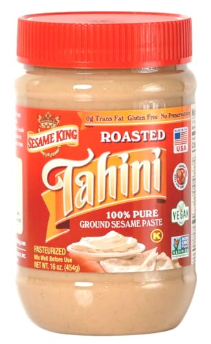 Sesame King Premium Sesame Tahini, 16 oz | Made in the USA | Rich Creamy Taste For Hummus and other fine dishes | All-natural, Keto & Paleo friendly | Vegan, Non-gmo, Gluten & Nut-Free, Kosher