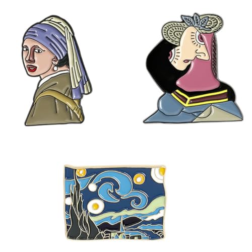 Broche d'art classique de peinture à l'huile Healvian en alliage pour col