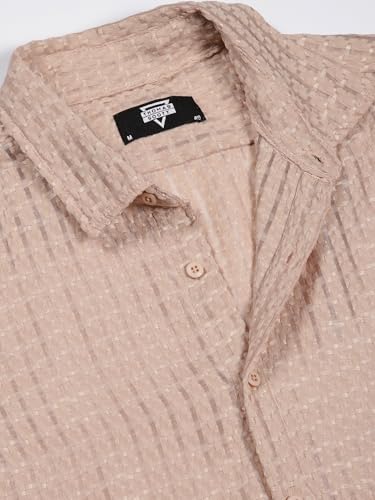 Image of Thomas Scott Men's | Solid | Textured Fabric | Full Sleeve | Slim Fit | Polyester-Blend | Spread Collar | Casual Shirt