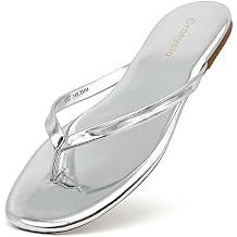 rosyclo Womens Flip-Flops Flat Walking Thong Sandals Casual PU Leather Summer Beach Flat Sandals Lightweight Comfortable Outdoor Shoes