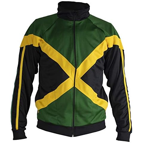 Jamaica Pround Power Authentic Jamaican Long Sleeved Reggae Zip-Up Jacket - Unisex (Black, Green and Yellow) - XL Cover