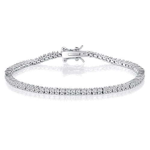 Gemsme 2.0MM Tennis Bracelet for Women and Men，18K White/Yellow Gold Plated Round 2mm Cubic Zirconia Classic Tennis Bracelet4