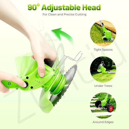 Image of Electric Wireless Rechargeable Edge Cutter 48V-2 Batteries-25cm Cutting Width|3-in-|Adjustable Height|3 Blade Types |Lawns & Gardens|Straight Blades Trimming Scissors. (U-Shap-Green)
