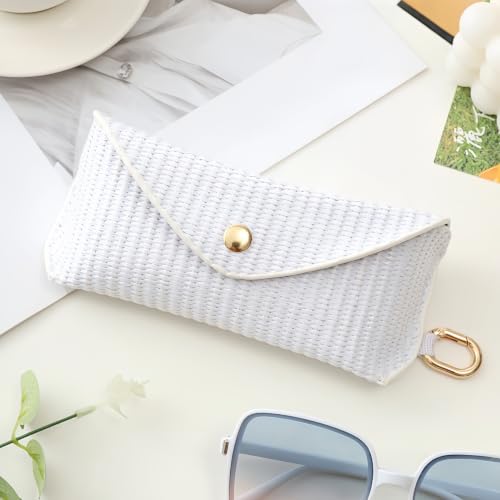 Image of kytasryl PU Straw Weave Glasses Case with Hook, Sunglasses Pouch