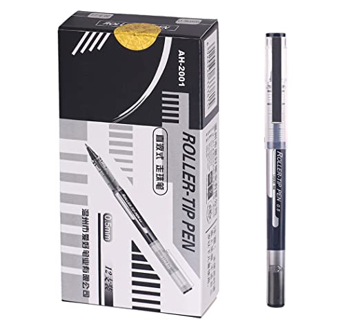 Czxwyst Ah-2001 Straight Liquid Gel Ink Pens, 0.5Mm Fine Point Roller-Tip Pens,12-Pack (Black) #TOP8