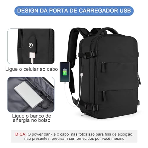 Mochila De Viagem Grande Impermeável, Com Porta Usb, Compartimento Para Sapatos, Bolsa Para Objetos