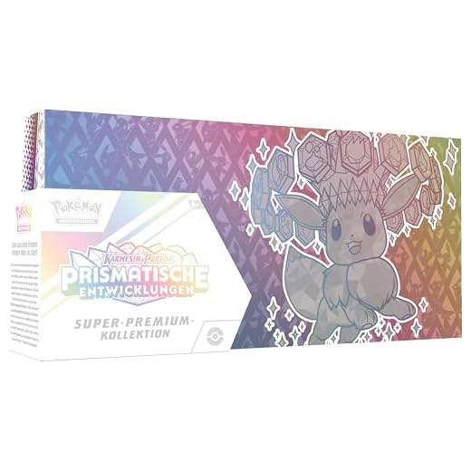 Pokémon-Sammelkartenspiel: Super-Premium-Kollektion Karmesin & Purpur – Prismatische Entwicklungen (1 holografische Vollbild-Promokarte,1 Flauschige Evoli-Deckbox & 15 Boosterpacks)