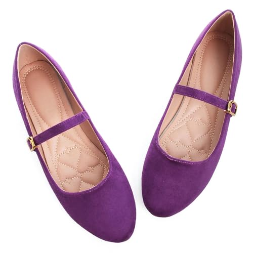 Image of LUXINYU Women's Slip on Flats,Classy Round Toe Solid Classic Mary Jane Ballet Dance Shoes Soft Comfortable PU Flat Shoes