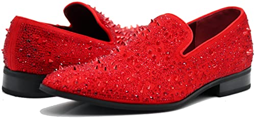 Enzo Romeo Men Fashion Rhinestones Studs Tuxedo Slip On Loafer Dress Shoes WBG2