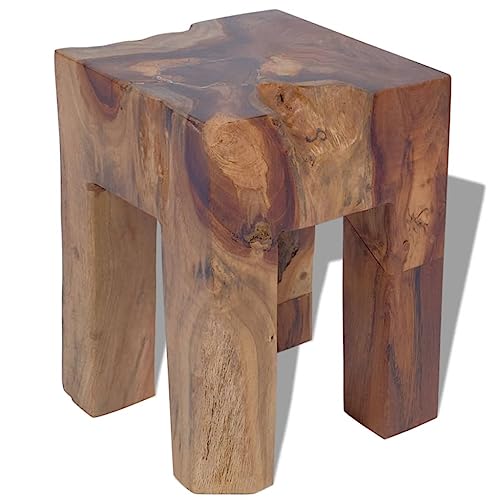 DECOSHOP26 - Taburete para asiento de plantas, diseño rústico, madera de teca maciza, color marrón DEC026337
