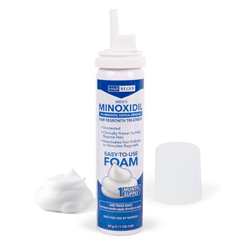 Hair-Regen Men’s 5% Minoxidil Foam – 1-Month Supply for Hair Regrowth – Topical Foam for