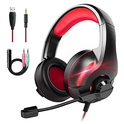 Cascos Auriculares, YINSAN Auriculares Gaming Estéreo da 3,5 mm Jack con Micrófono Flexible y Luz LED RGB, Cascos Gaming Profesionales para PS4 Xbox One Nintendo Switch PC Playstation 4