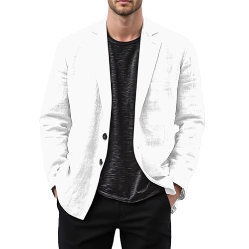 Blazer en lin pour homme coupe régulière et décontractée veste de sport légère unie