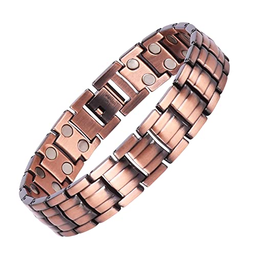 JEROOT Pure Copper Magnetic Therapy Bracelet,Arthritis Pain Relief & Carpal Tunnel Magnetic Copper Bracelets for Men,3500 Gauss Adjustable Length with Sizing Tool